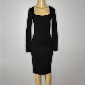 Marcella NYC Long Sleeve Black Bodycon Dress with Square Neck Size XS